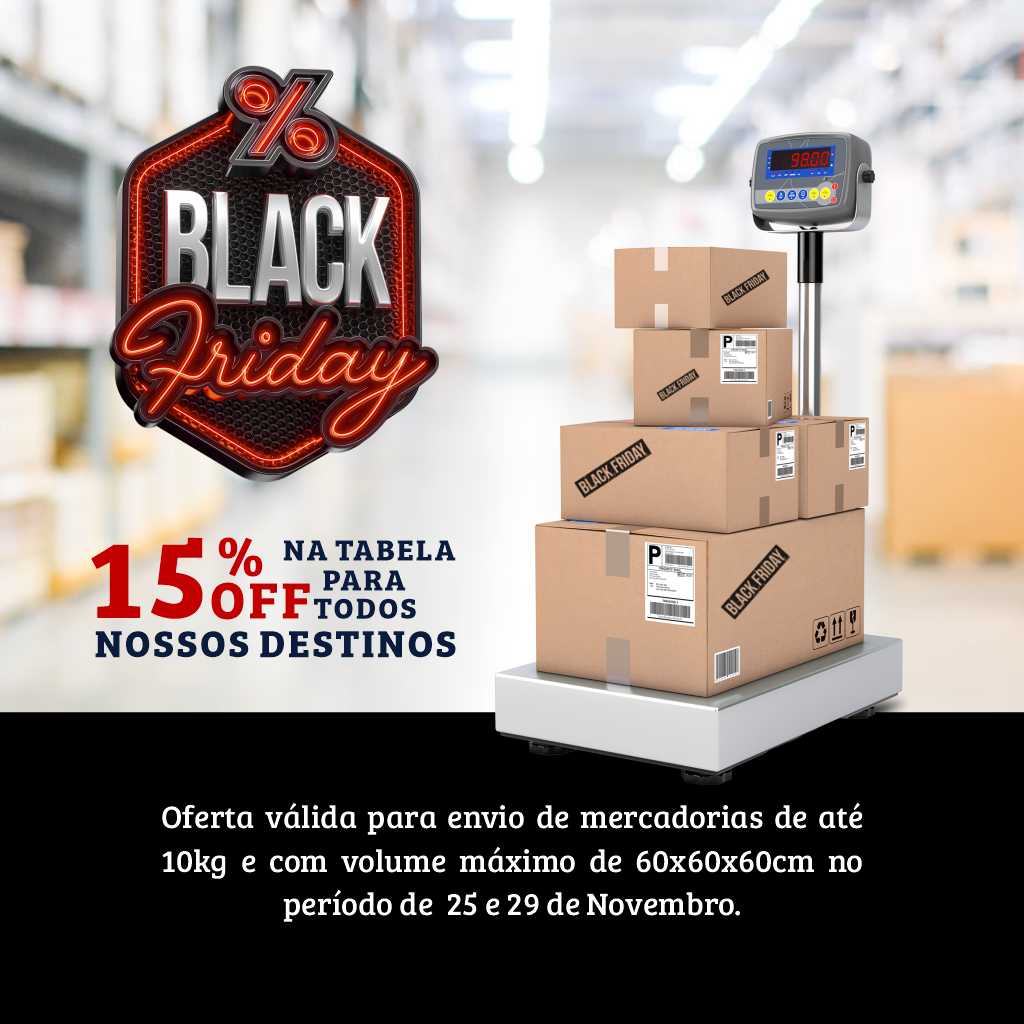 Black Friday para cargas e encomendas.